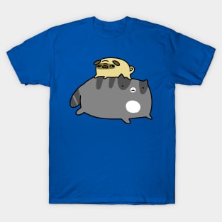 Little Pug and Blue Tabby T-Shirt